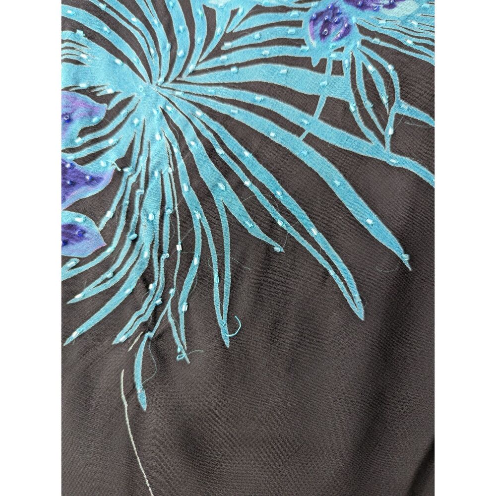 Elegant Black and Blue Floral Midi Dress - Picture 8 of 13